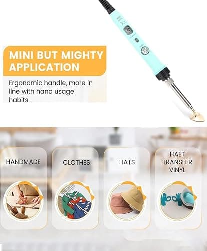 Mini Iron for Crafting and Sewig, 80W Adjustable Temperature Small Iron with 3 Replaceable Tips, Precise DIY Tool for Patches Hats Shoes, Easy to Use (Green) — view 6
