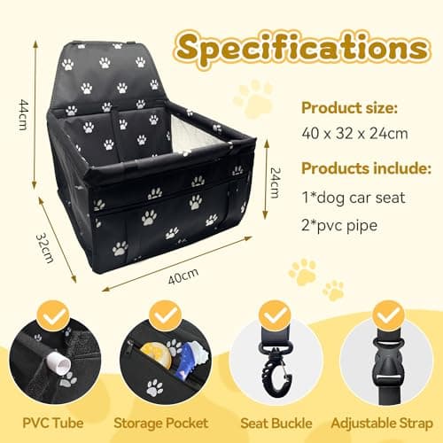Flagest Dog Car Seat, Foldable Washable Mesh Carrier for Small Dogs, Black — view 5