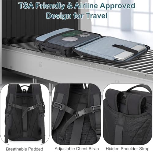 Tzowla Travel Laptop Backpack with USB Port and Wet Pockets, Expandable Waterproof Rackpack for Men and Women, Carry On Flight Approved Travel Bag Fit 17.3 Inch Computer/Notebook — view 2