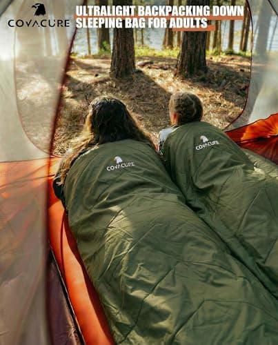 covacure Sleeping Bag, 210 * 80cm Ultra Warm & Waterproof for Adults, Green — view 4