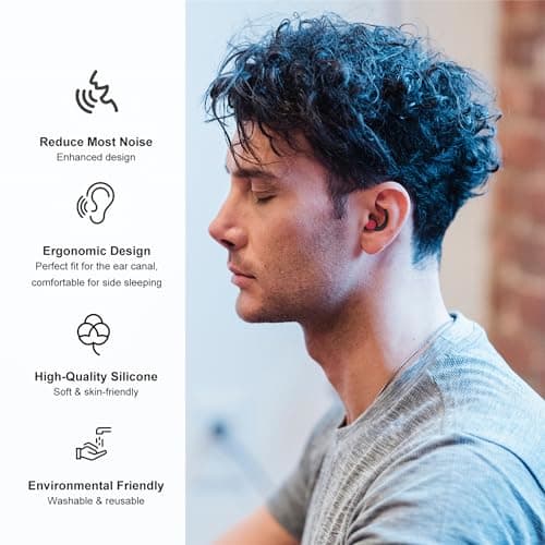Ear Plugs for Sleep Noise Reduction, Soft Comfortable 2-Pack Silicone Ear Plug for Sleeping 28dB Noise Cancelling Hearing Protection Earplugs for Sleep, Airplane Travel (Blue, S/L) — view 3