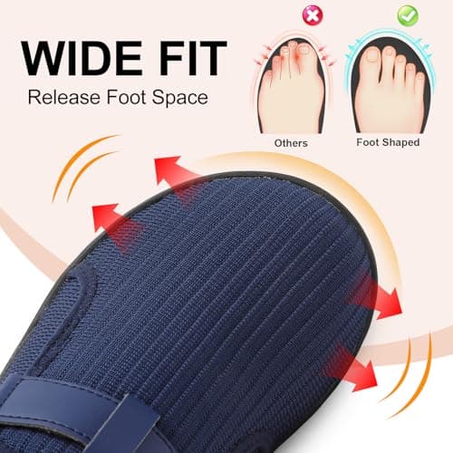 Women’s Wide Fit Barefoot Walking Shoes Zero Drop Comfort Trainers with Adjustable Strap Breathable Non-Slip Shoes Navy 8 UK — view 3
