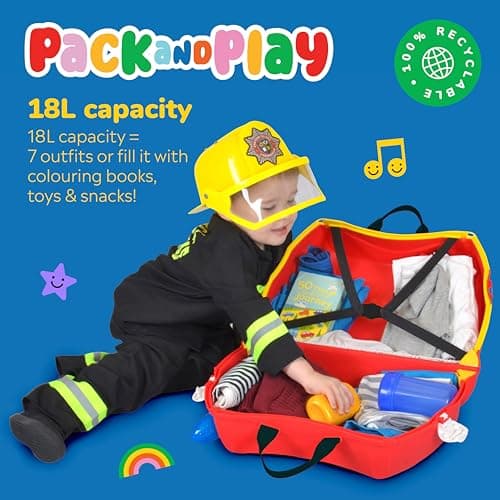 Trunki Children’s Ride-On Suitcase And Kid's Hand Luggage | Great 3 Year Old Boy Gift : Frank Fire Engine (Red) — view 4