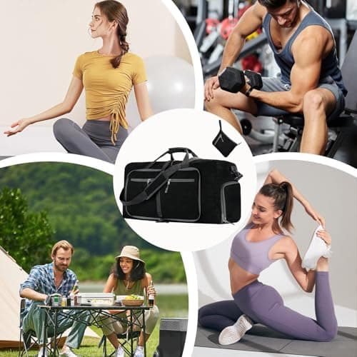 Large Duffle Bag for Travel - Waterproof Folding Traveling Weekender Luggage Bag | Sports Duffle Bag with Multiple Pockets for Travel, Camping, Fitness — view 4