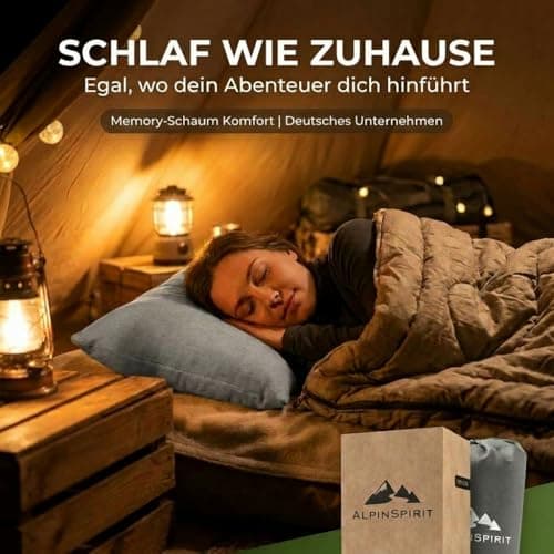 AlpinSpirit Camping and Travel Pillow [100% Cotton] Ultralight Memory Foam Pillow, Washable at 30 Degrees, Small Pack Size, Travel Pillow, 40 x 30 cm, Lightweight & Compact for Outdoors, Camping — view 6