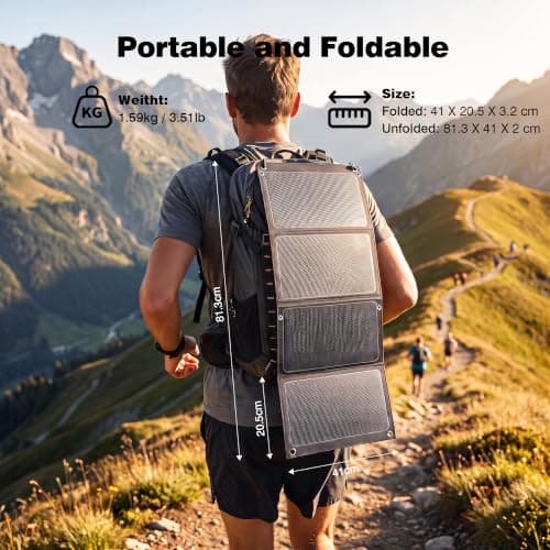 SWAREY 60W Portable Solar Panel, Foldable Monocrystalline Solar Charger with USB-A, 30W USB-C, 18V DC Output, 4-in-1 Connector for Power Station Phones Power Banks Tablets — view 2