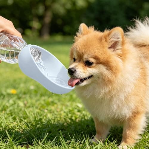 Silicone Portable Dog Water Bottle Adapter, Leakproof Foldable Leaf Pet Water Dispenser Cap, Practical Folding Drinking Bowl, Feed for Puppy Outdoor Walking Camping Fits Standard Waterbottles (White) — view 5