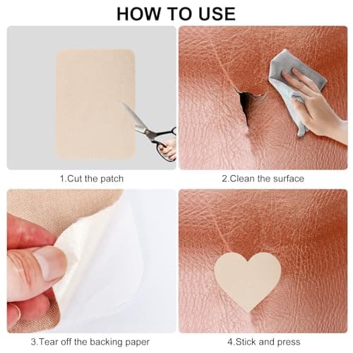 KufaerBeam 4 Pcs Beige Canvas Repair Patch 11 X 8inch Self-Adhesive Fabric Repair Patches Waterproof Repair Patches for Car Seats Sofas Curtain Tents Furniture Awnings (Cream-Colored) — view 5