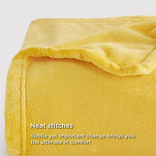 Bedsure Fleece Throw Blanket for Bed - Flannel Fleece, Yellow, 150x200 cm — view 3
