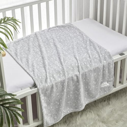CREVENT Small Fluffy Warm Baby Throw Blanket for Boy and girl Infant Toddler Crib Cot Stroller (75cmX100cm Grey Cloud) — view 3