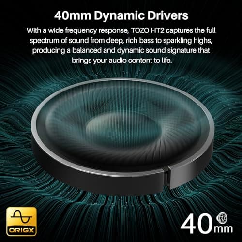 TOZO Hybrid Active Noise Cancelling Headphones, Hi Res Audio — view 4