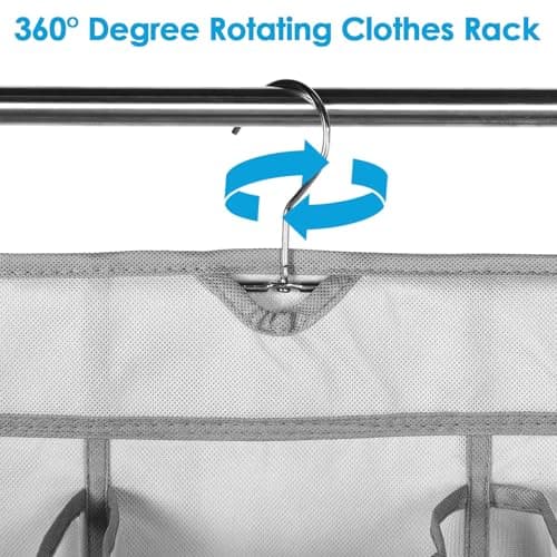 Over Door Storage Organiser, Double-Side Hanging Shoe Storage Organizer with 30 Large Pockets, Large Capacity Back of Door Storages with Rotating Hanger for Bedroom Closet Laundry Room(2pcs grey) — view 5