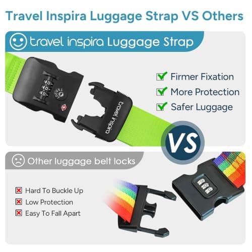 travel inspira TSA Approved Luggage Straps, Cross Suitcase Straps (Green) — view 3