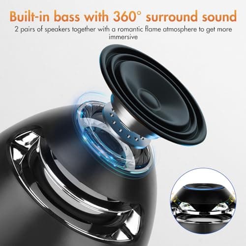 ALLOMN LED Bluetooth Flame Speakers, Outdoor LED Flame Effect Bluetooth Speaker Wireless Portable Waterproof LED Flame Speaker with Stake for Camping Patio Garden Yard BBQ Party, Valentine's Day Gift — view 4