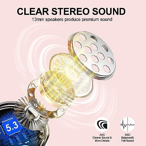 Wireless Bluetooth Headphones, Bluetooth 5.3 Earphones with ENC Reduction — view 3