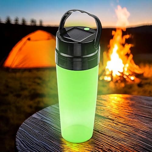 2 in 1 Solar Camping Lamp Cup - Light up Water Bottle with Carry Handle | Rechargeable, Solar Powered, Ideal for Camping, Hiking & Travel | Lamp, Lantern, Night Light — view 2