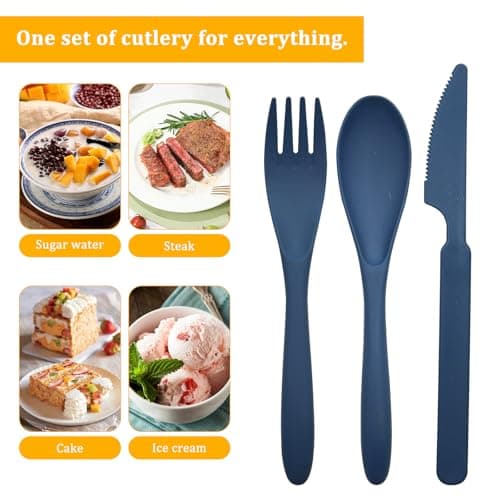 GETRICH 2 Set Camping Cutlery, Travel Cutlery Set with Case, Reusable Portable Plastic Cutlery, Portable Cutlery Set, Travel Utensils for Daily Use School Office Camping Picnic — view 3