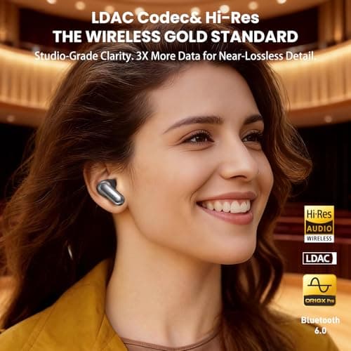 TOZO NC20 Active Noise Cancelling Wireless Earbuds, IPX8 Waterproof Ear Buds, LDAC Hi-Res Sound Stereo Bass, 6 Mics AI Call, Multipoint Pairing, 80H Playtime, Translation Earbuds, Wireless Charging — view 2