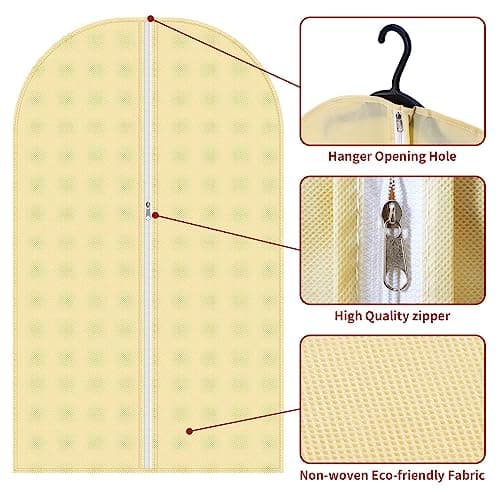 Vinsani 1pc Dustproof Garment Bags Hanging Clothes Covers Breathable, Cream — view 3