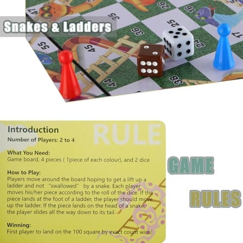 KOKOSUN Snakes and Ladders Travel Game - 20 Centimeters, Mini Magnetic Classic Strategy Board Game Set, Family Fun Game/Gift for Kids and adults — view 6