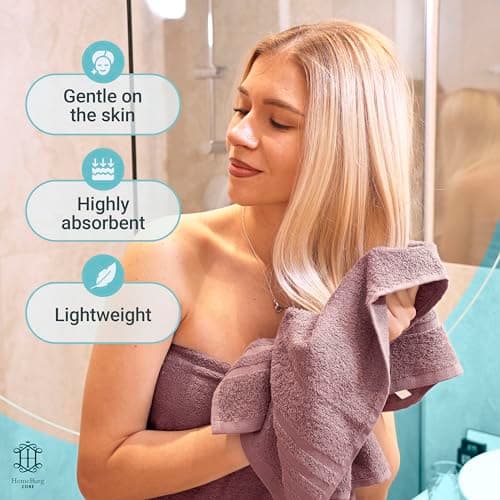HomeBurg CORE 8-Piece Cotton Towel Set, Value Pack, Absorbent, Lightweight — view 3
