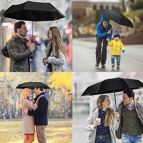 YZDZSW 6 Ribs Windproof Compact Umbrella, Small Umbrella for Handbag, Black — view 6