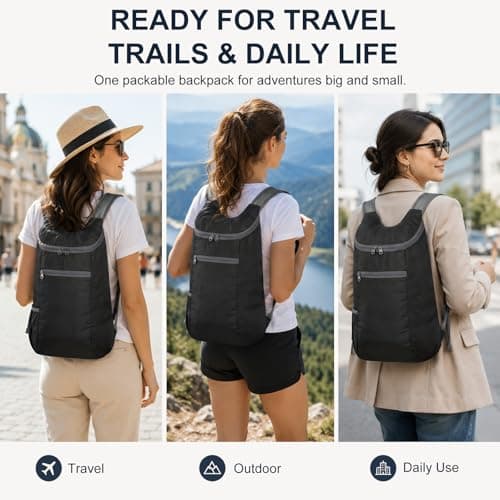 FACHOI Ultra Lightweight Backpack, Small Water Resistant Rucksack Multi-Functional Foldable Backpack Waterproof Packable Hiking Daypack for Women Men Outdoor Camping Hiking Biking F4-HWSJB — view 5