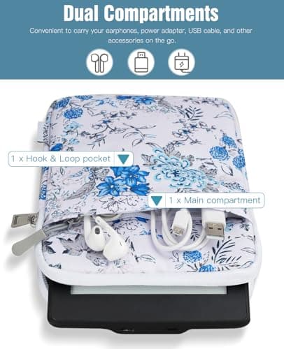 TiMOVO 6-7 Inch Sleeve Case for eReader, Blue Flower — view 6
