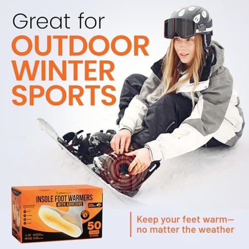 Insole Foot Warmers for Feet – 25 Pairs (50 Warmers) | 10+ Hour Air-Activated Foot Warmers Disposable | TSA Approved Insole Warmers for Boots & Shoes | Thin Adhesive Feet Warmers for Outdoor Use — view 6