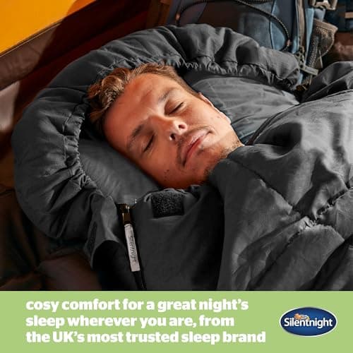 Silentnight Sleeping Bag for Adults - 3 Season Lightweight Soft Thick Cosy Warm Mummy Sleeping Bag for Spring Summer Camping Hiking Outdoor Travel for Warm and Cold Weather - Black — view 2