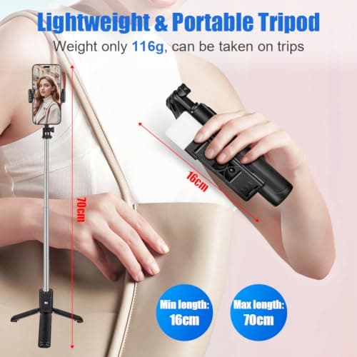 Adiwo 70cm Mobile Phone Tripods, 3 in 1 Portable Travel Phone Holder — view 2