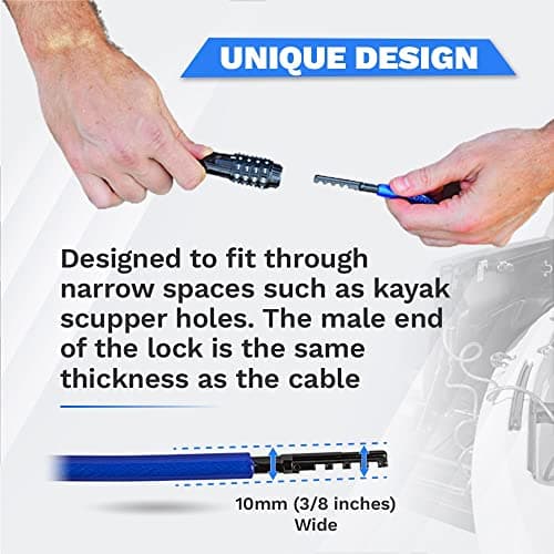 DocksLocks Weatherproof Coiled Security Cable Lock (5ft to 25ft Lengths) with Resettable Combination, Anti-Theft Protection for Kayaks, Bikes, Paddleboards, Scooter, Equipment, Bicycles and More 5ft — view 3