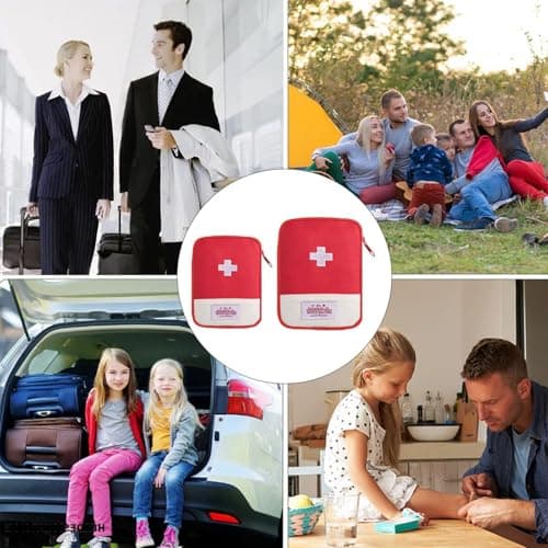 Travel Mini First Aid Pouch, 2 Pack Portable Mini First Aid Kit Storage Bag for Medicine Boxes, Reusable Medical Kits Empty Rescue Bag for Sports Camping Hiking Outdoor Activities Emergencymini — view 5