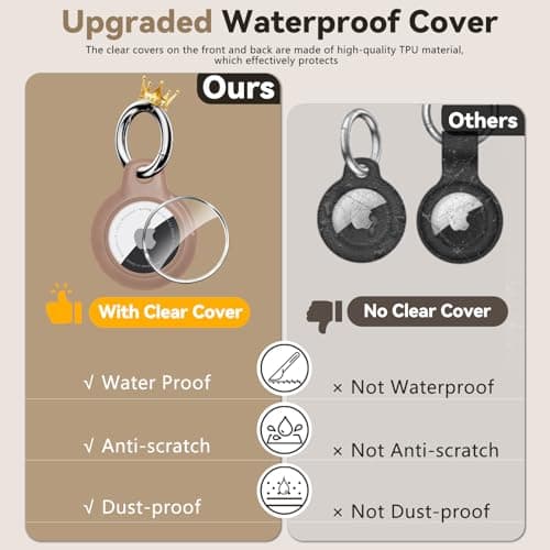 TNSNK for AirTag Holder Keyring, 1 Pack,Light Brown — view 3