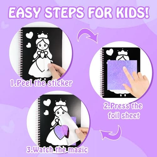 Foil handicraft for Kids-No Mess Colouring Book,Art & Craft Supplies Kits-Create Sparkly Princess Unicorn Pictures,Party Activity,DIY Creative Activity Travel Toy,Ideal Gifts for Girls Boys Ages 4+ — view 3