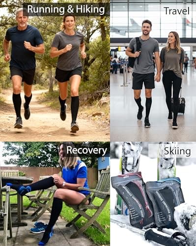 Compression Socks for Flight Travel, Running, Knee High, Women & Men — view 4