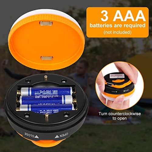 flintronic Camping Lights, Camping Light LED Tent Light Portable Outdoor Tent SOS Light 5 Modes with Hook, IP43 Waterproof for Hiking Fishing Emergency Home Power (Not Include Batteries) — view 2
