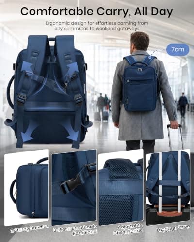 Kono Ryanair Cabin Bag 40x30x20, Underseat Travel Backpack Navy Classic — view 6