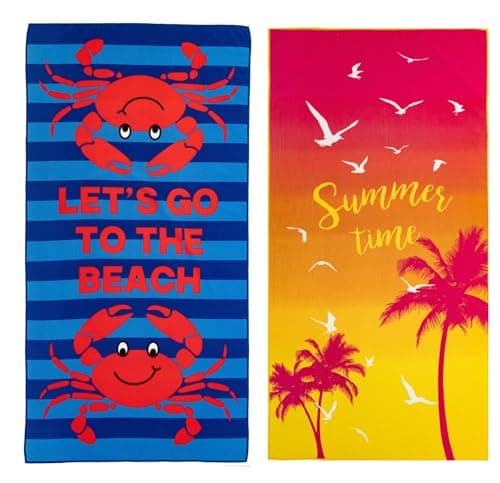 Adore 2 Pack Microfibre Beach Towels 70x140cm - Let's Go & Summertime Palms — view 2