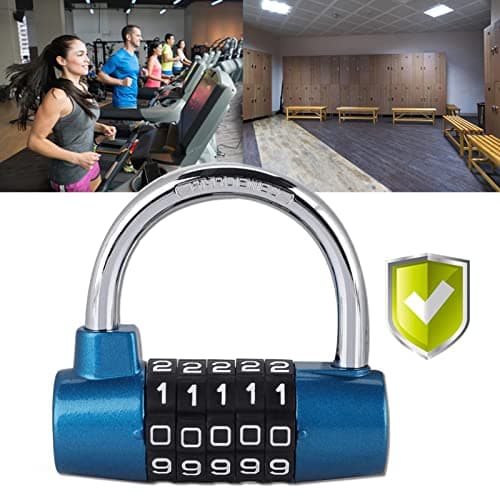 5 Digit Padlock, Zinc Alloy Code Lock U-Shaped Door Combination Lock for Gym, School & Employee Locker (Blue) — view 2