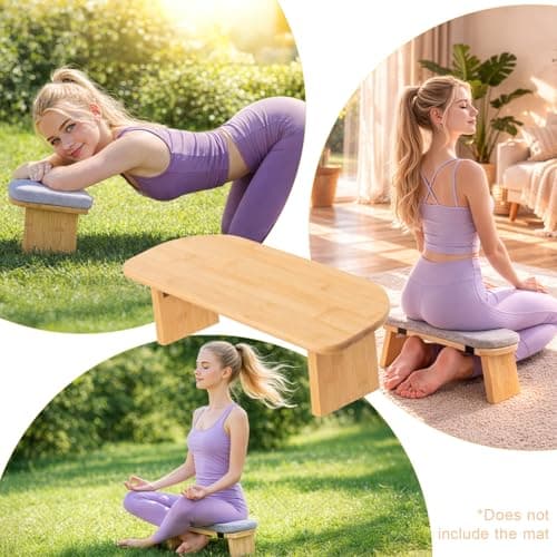 BLOMZA Folding Bamboo Meditation Bench Portable Zen Stool Lightweight Kneeling Prayer Stool Sitting Stool Meditation Seat Outdoor Camping Stool Foldable Stool for Yoga Travel Home Use — view 6