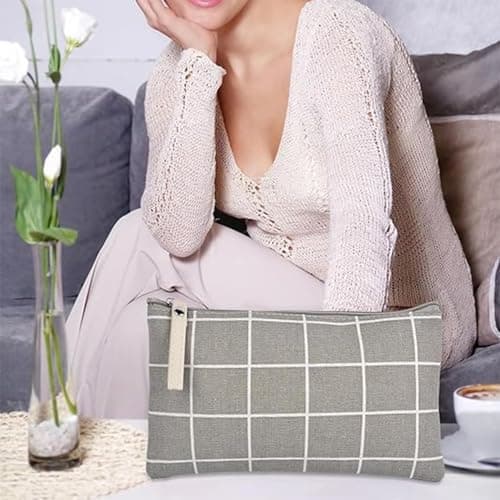 KIMHOME 2Pcs Canvas Cosmetic Bag, Multifunctional Cosmetic Bags Printed Travel Portable Wash for Cosmetics, Stationery Cards Purse Pencil Case Women Girls Vacation Travel — view 6