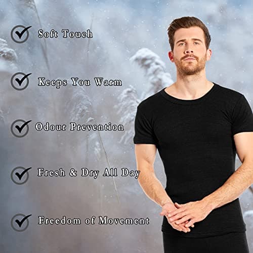 Heatwave® Pack of 2 Men's Thermal T Shirt, Warm Underwear Baselayer Thermals, XX Large Black — view 5