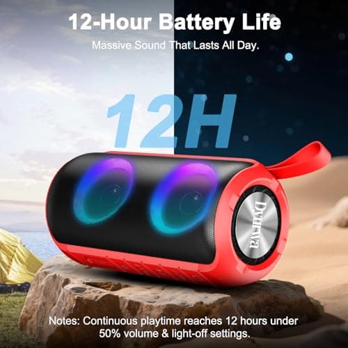 Dyurwa Portable Bluetooth Speaker with 24W Stereo Sound, Speakers Wireless Bluetooth 5.3 with 12H Playtime, IPX6 Waterproof and RGB lights, Built-in Mic Outdoor Speaker for Home/Hiking/Party/Travel — view 4
