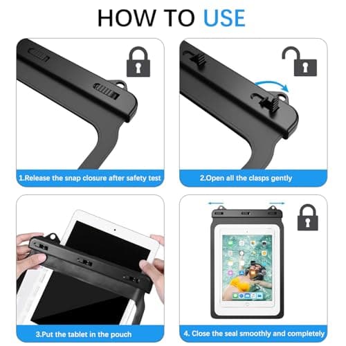 Waterproof Tablet Case, Tablet Pouch Dry Bag Fit 2025 MacBook Air-iPad Air 13" iPad 11"A16-iPad Pro 12.9“ 6/5/4/3 iPad Pro 10.5/9.7 iPad Air 5/4/3 10.9" 2022/2020, Galaxy Tab S10+ S8/S7/A9 — view 6