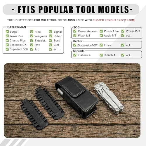 TarbicGear Multitool Holster with Belt Clip for Men, Leather Multitool Sheath for Belt, Pocket Organizer for Work, Fits for Leatherman, SOG, Gerber Tools, Coffee — view 4