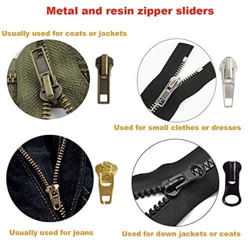 EuTengHao 169Pcs Zipper Kit with Pull Rescue Tool and Install Pliers for Clothing, Jackets, Purses, Luggage, Backpacks (Silver and Black) — view 3