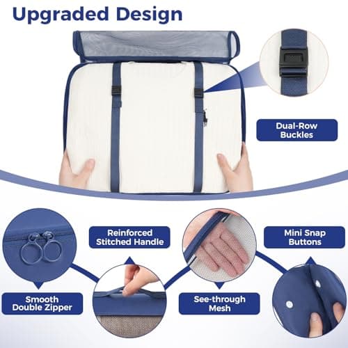 BAGAIL 8-Piece Packing Cubes Set, Travel Organizers with Breathable Mesh & Shoe Bag, Lightweight Nylon Packing Organisers for Luggage Suitcase, 9 Colors - Navy — view 5