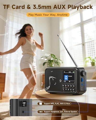 Roxicosly DAB Radio Portable with Bluetooth, 3000mAh Rechargeable Battery — view 5