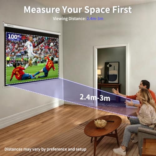 MageScreen 100 Inch 16:9 Manual Pull Down Projector Screen HD 4K — view 6